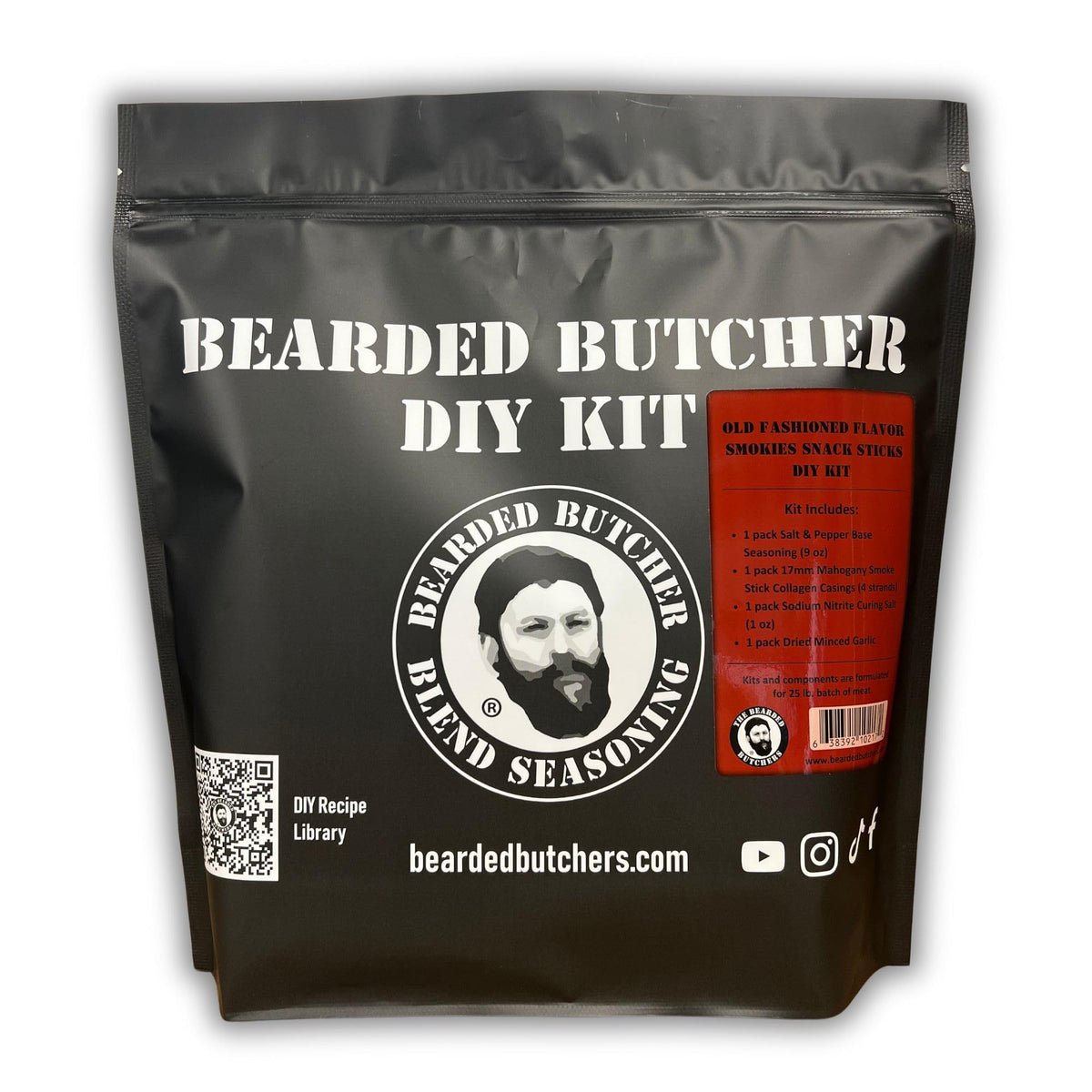 Bearded Butchers Original Snack Stick Seasoning Kit with Casings & Cure