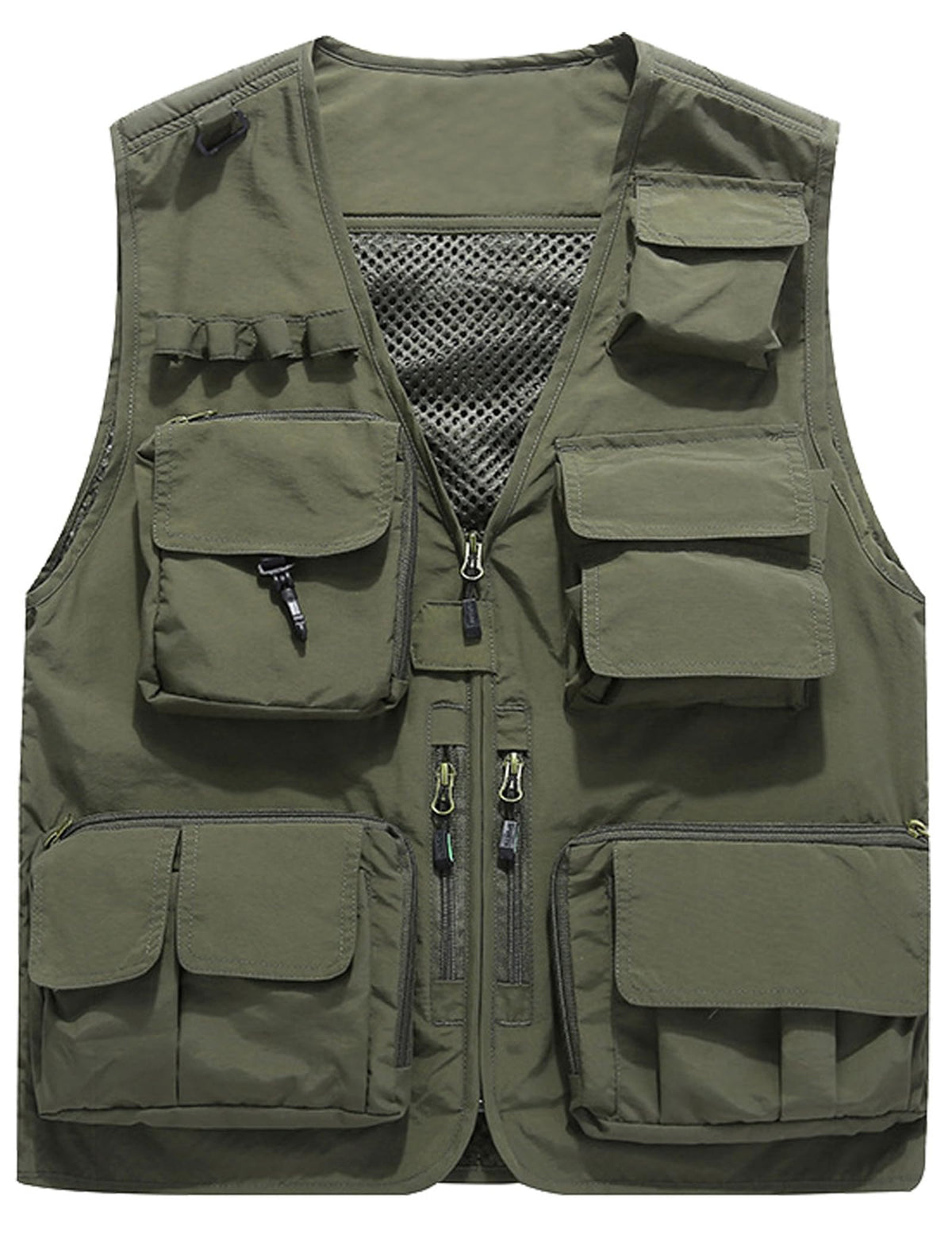 Flygo Men's Casual Lightweight Outdoor Fishing Work Safari Travel Photo Cargo Vest Jacket Multi Pockets
