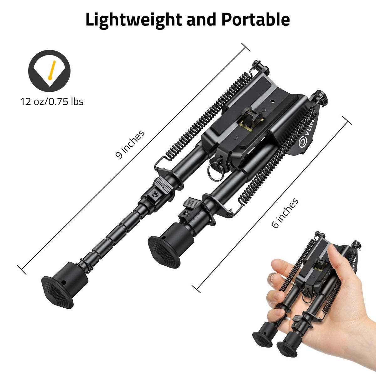 CVLIFE 6-9 Inches Bipod Adjustable Height Super Duty for Stable Support