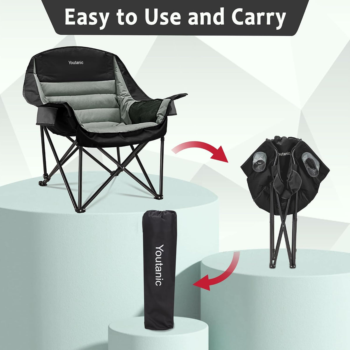 Youtanic Oversized Camping Chair, Portable Folding Camping Chairs