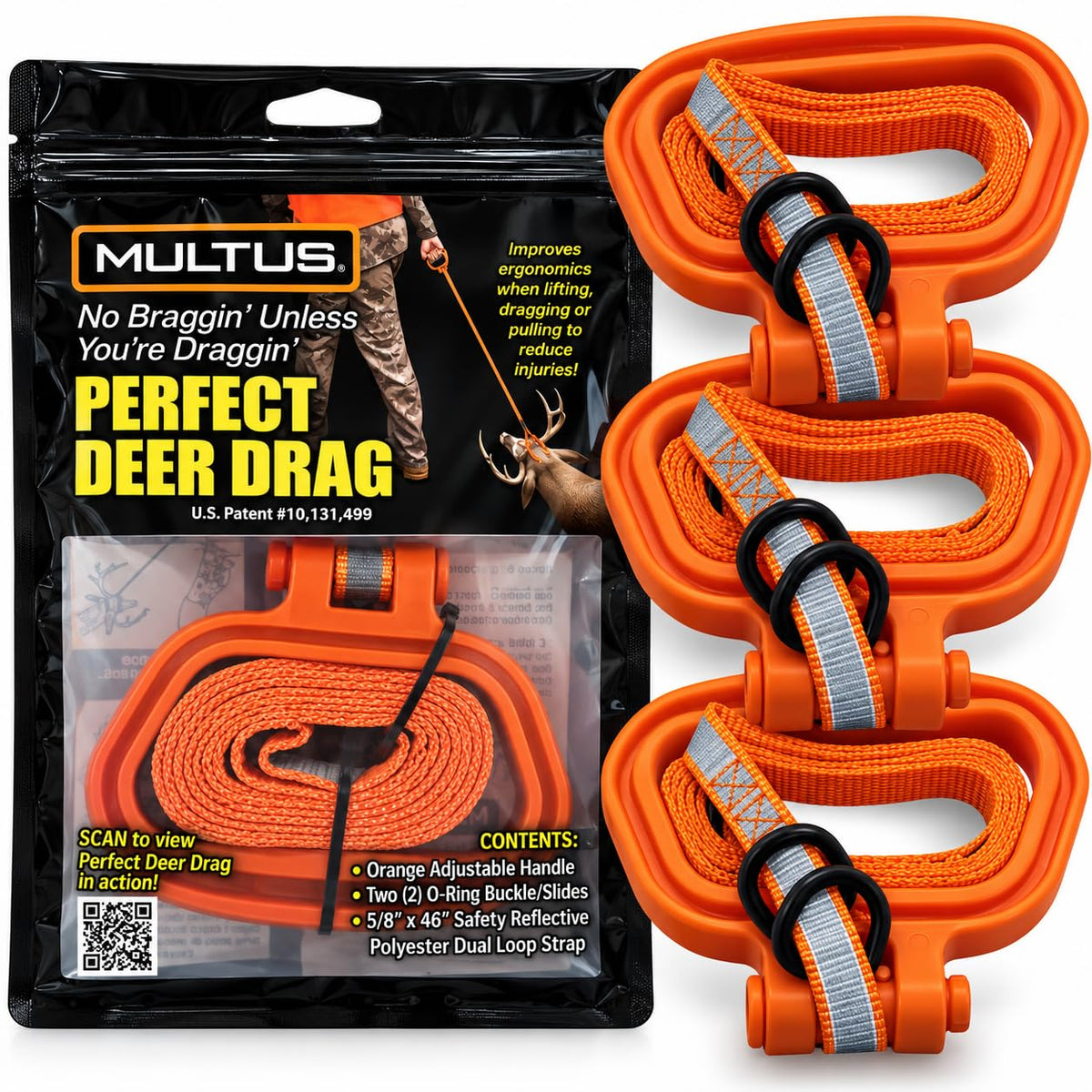 MULTUS Deer Drag Rope & Strap - Heavy Duty Deer Puller for Hunting - Unique Gifts for Hunters, Dad, Men Who Have Everything - Hunting Essentials & Accessories