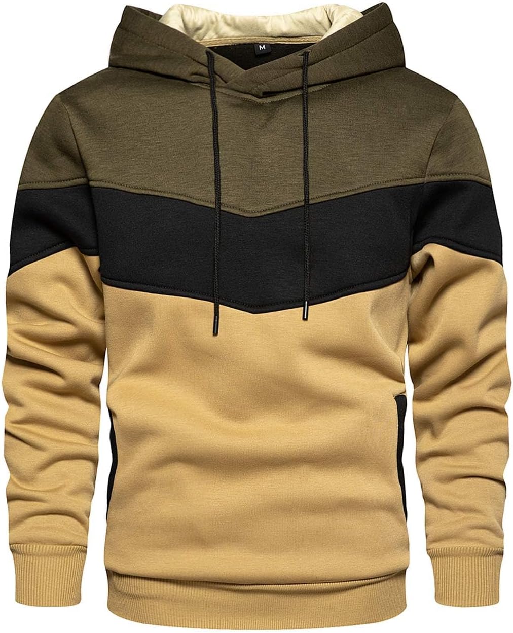 Gesean Men's Novelty Color Block Pullover Fleece Hoodie Casual Sweatshirt