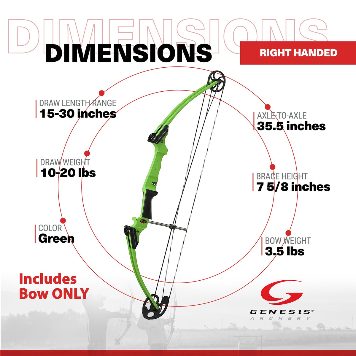 Genesis Archery Original Lightweight Compound Bow with Adjustable Aluminum Riser, 15"-30" Draw Length, 10-20 lb Draw Weight, for Kids and Adults, All Skill Levels