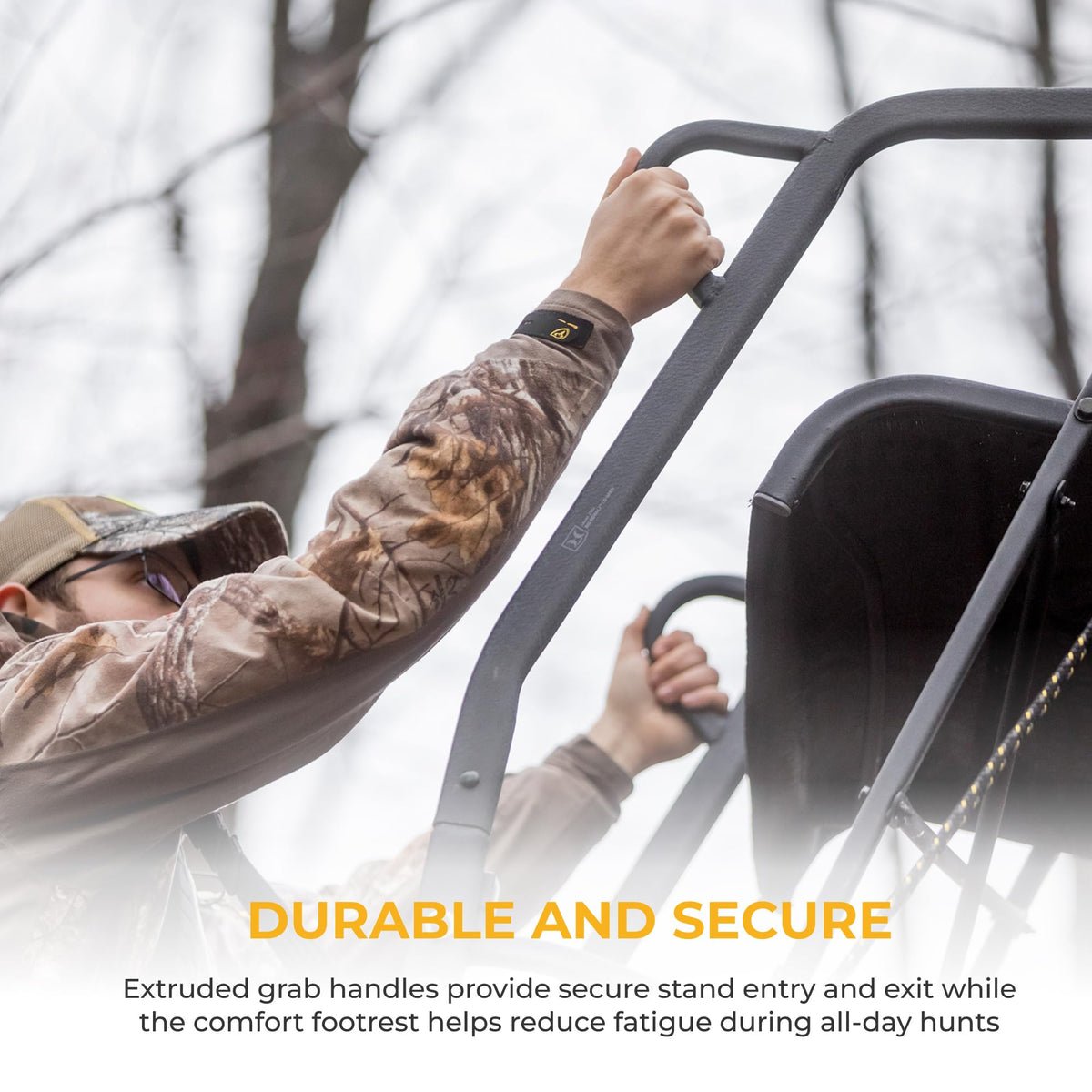 Hawk Hunting Big Denali Ladderstand with Wide Seat, Backrest, Portable Stacking Ladder System and Integrated Weapon Holder, Multicolor