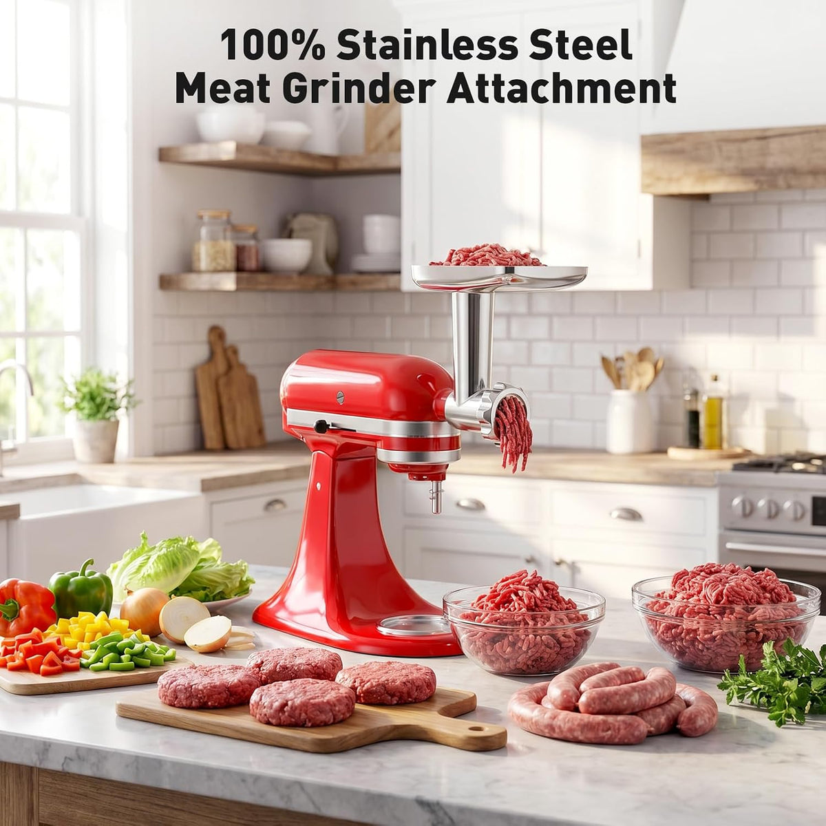 COFUN Stainless Steel Meat Grinder for KitchenAid Mixer