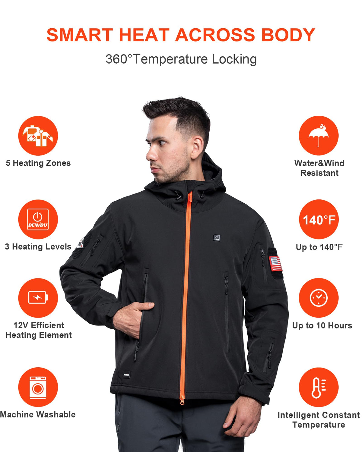 DEWBU Heated Jacket for Men with 12V Battery Pack