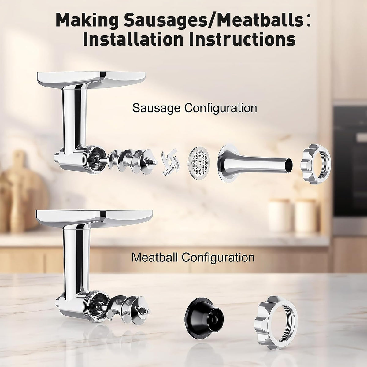 COFUN Stainless Steel Meat Grinder for KitchenAid Mixer