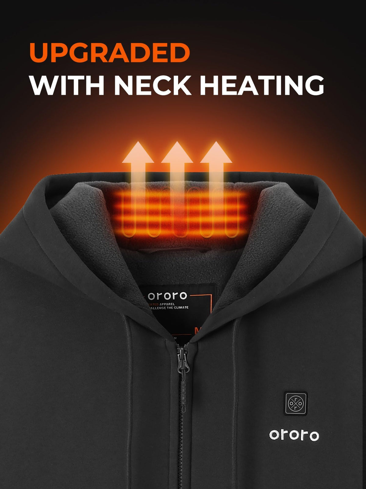 ORORO Unisex Heated Hoodie with Battery, 4-Zone Heating Fleece Hoodie