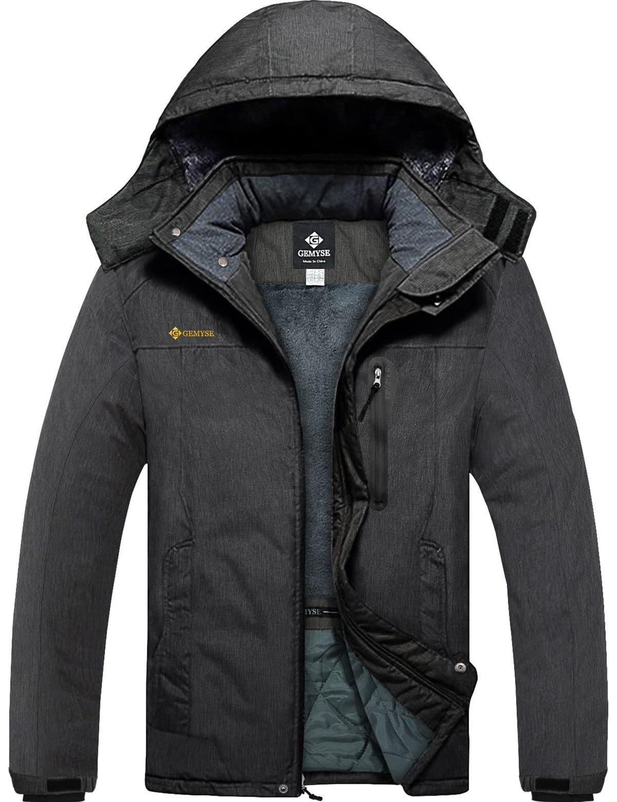 GEMYSE Men's Winter Ski Jacket Waterproof Snow Coat with Detachable Hood