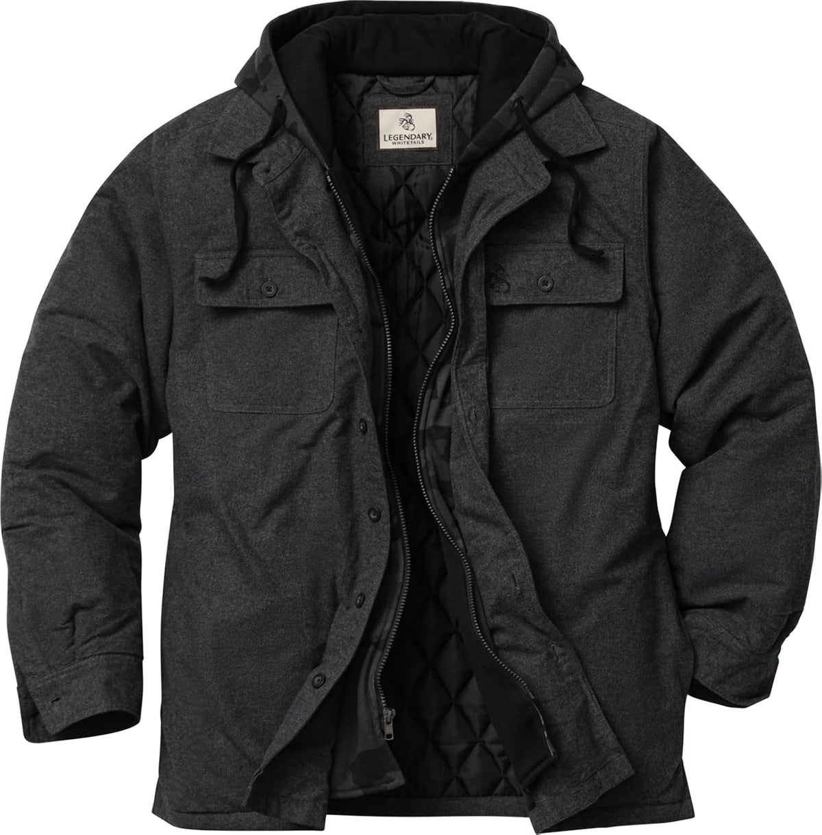Legendary Whitetails Mens Flannel Shirt Jacket Hooded Insulated Shacket