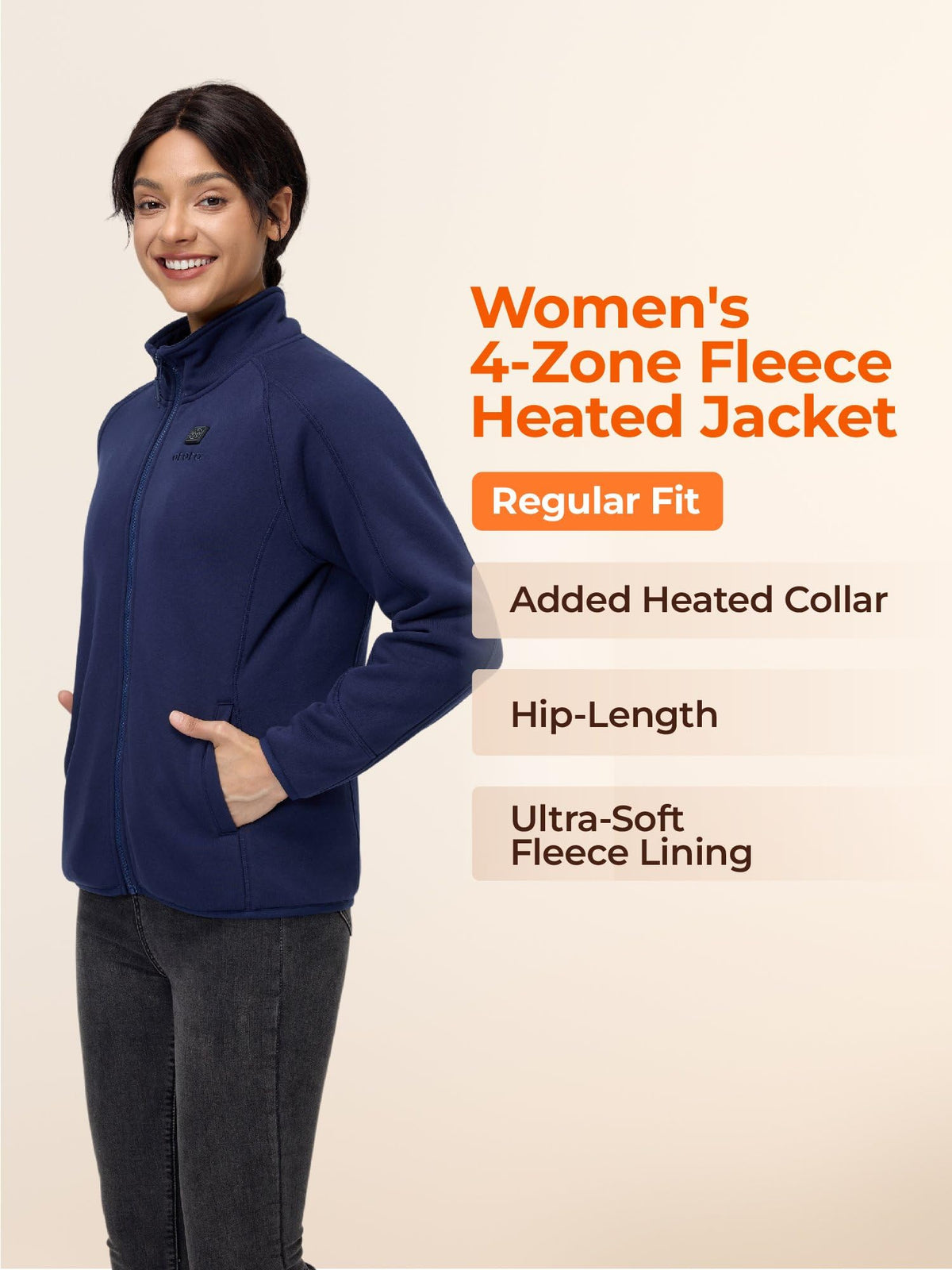 ORORO Women’s Heated Fleece Jacket, Lightweight 4-Zone Heating Layer