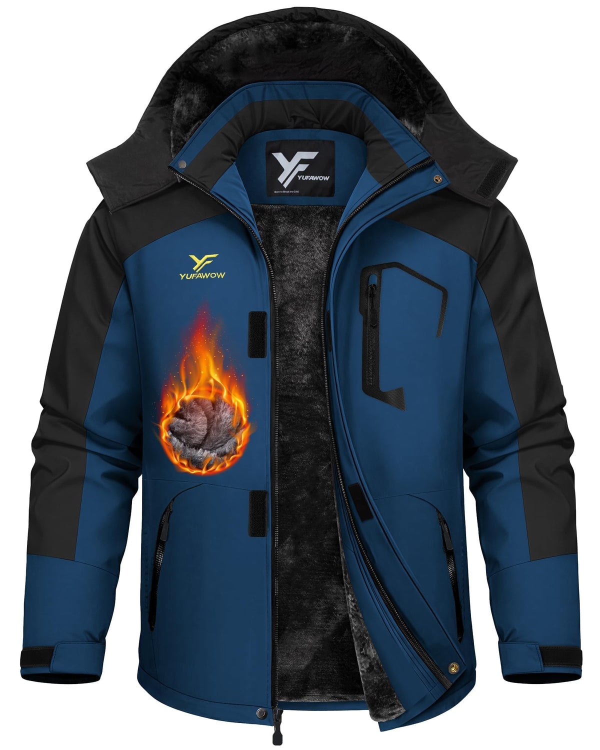 Yufawow Men Winter Jacket Skiing Jacket Insulated Fleece Lined Waterproof Windbreaker for Snowboard Hiking Camping ATV Outdoor Work