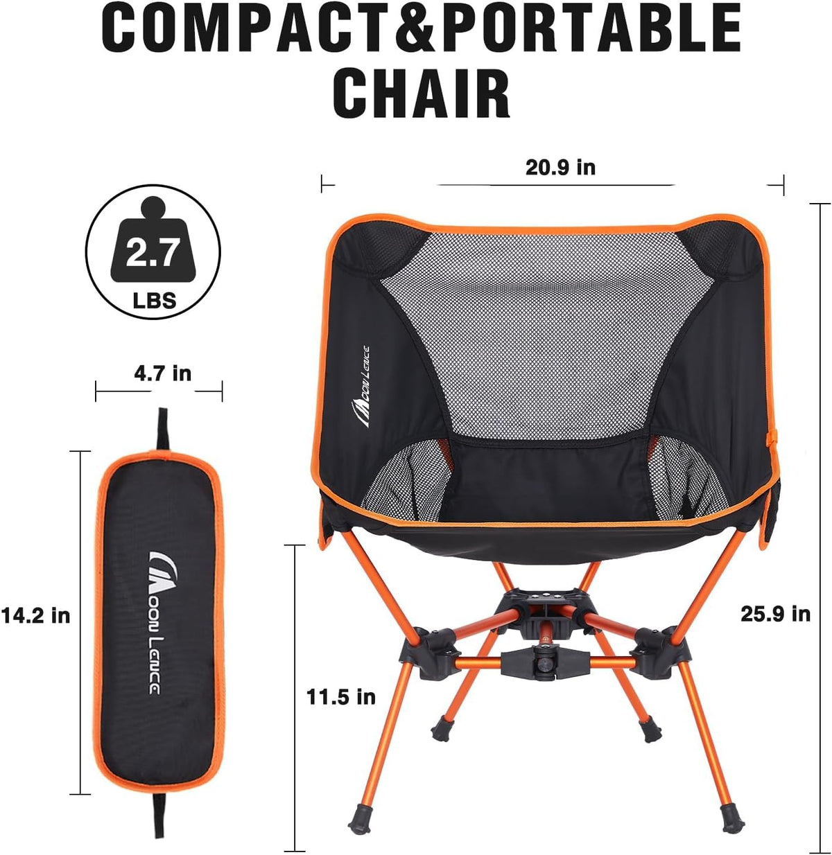 MOON LENCE Camping Chair Portable Backpacking Chair - The 4th Generation Ultralight Folding Chair - Compact, Lightweight Foldable Chairs for Hiking Mountaineering Beach (Green)