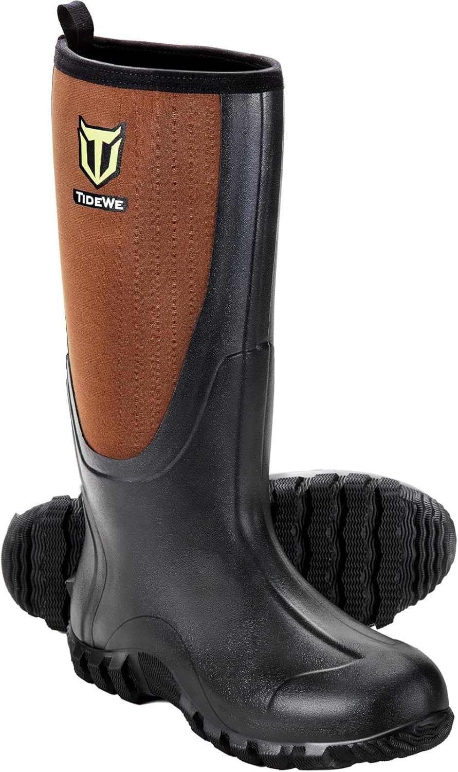 TIDEWE Rubber Boots for Men, Waterproof Rain Boots with Steel Shank