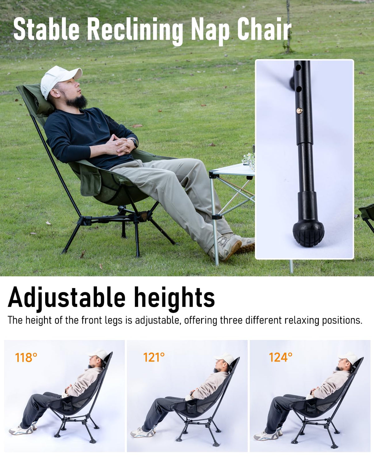 iClimb Ultralight Compact Folding Anti-Sinking Chair, Black