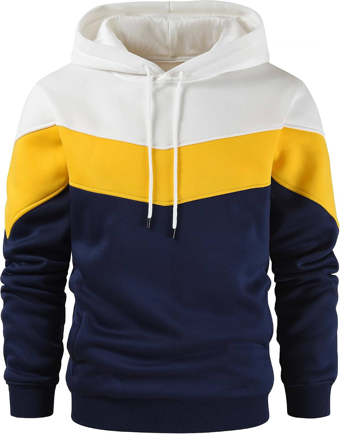 Gesean Men's Novelty Color Block Pullover Fleece Hoodie Casual Sweatshirt