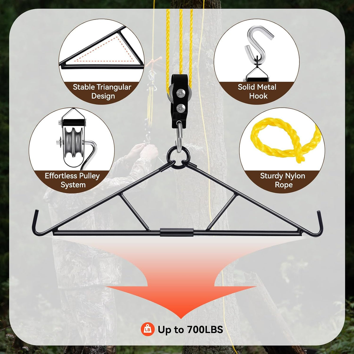 GearOZ Deer Hanger, Elk Hoist Pulley Lift System with Gambrel