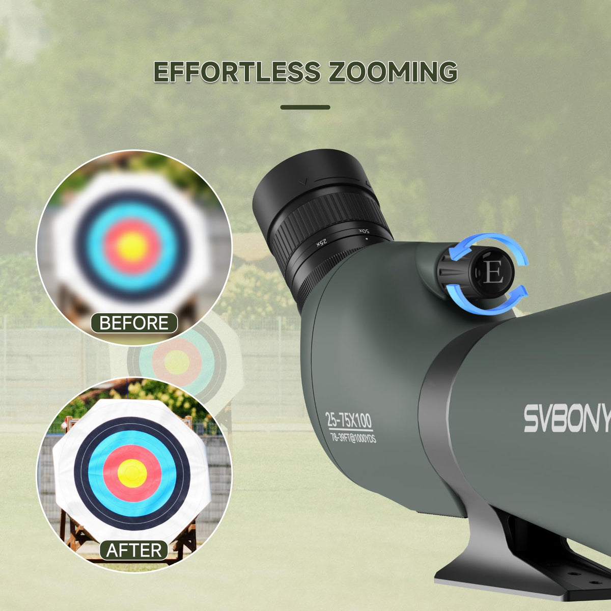 SVBONY SV28 Spotting Scope, Angled 25-75x70 with Tripod for Target Shooting