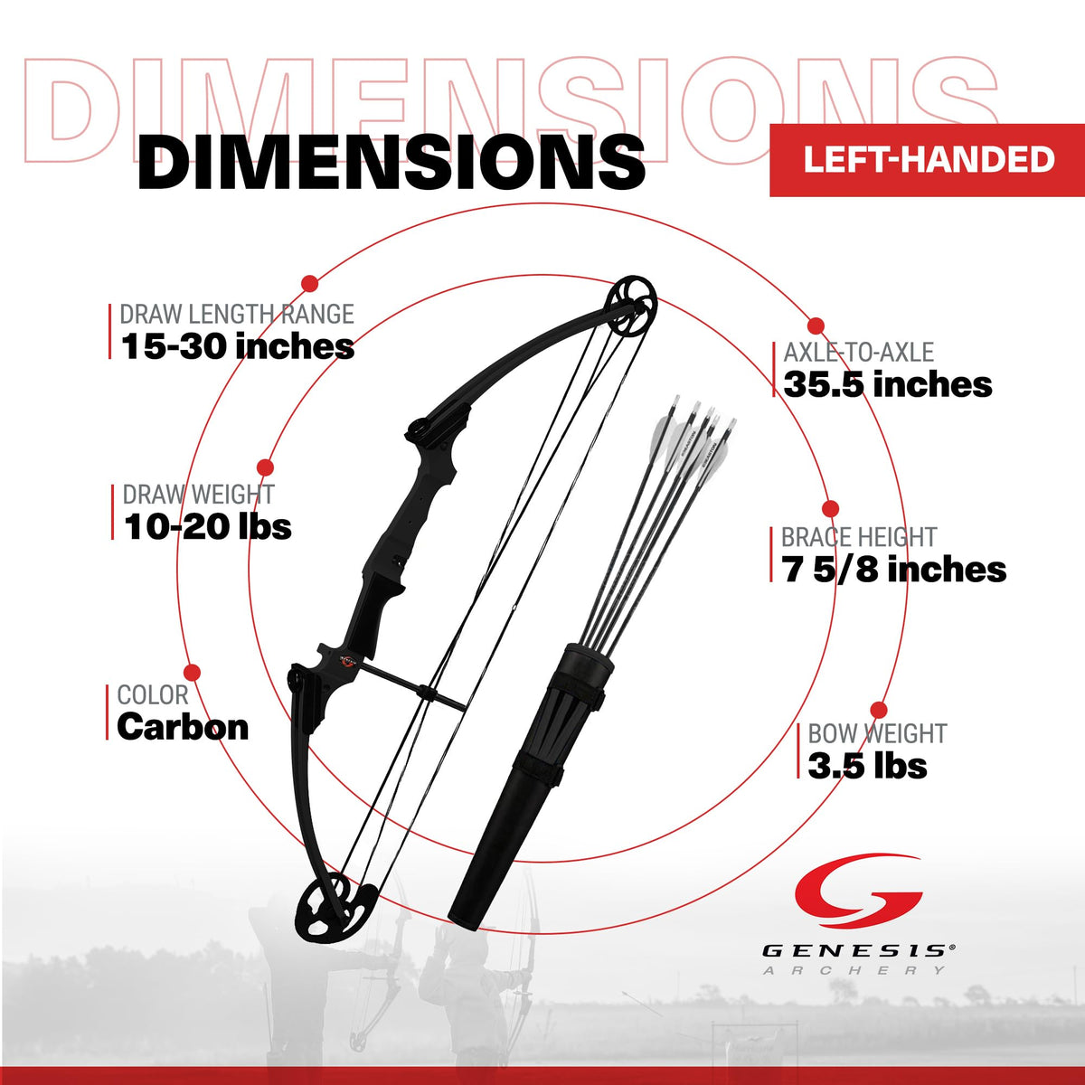 Genesis Archery Original Lightweight Compound Bow with Adjustable Aluminum Riser, 15"-30" Draw Length, 10-20 lb Draw Weight, for Kids and Adults, All Skill Levels