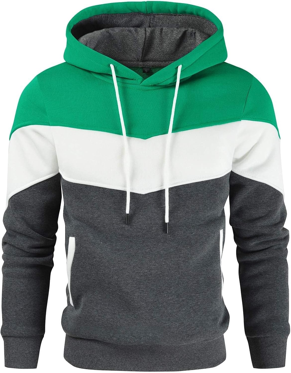 Gesean Men's Novelty Color Block Pullover Fleece Hoodie Casual Sweatshirt