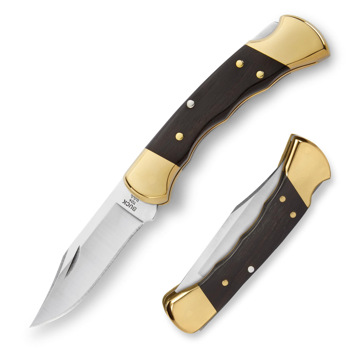 Buck Knives 110 Folding Hunter Knife with Sheath, Finger Grooves, 7.2 oz