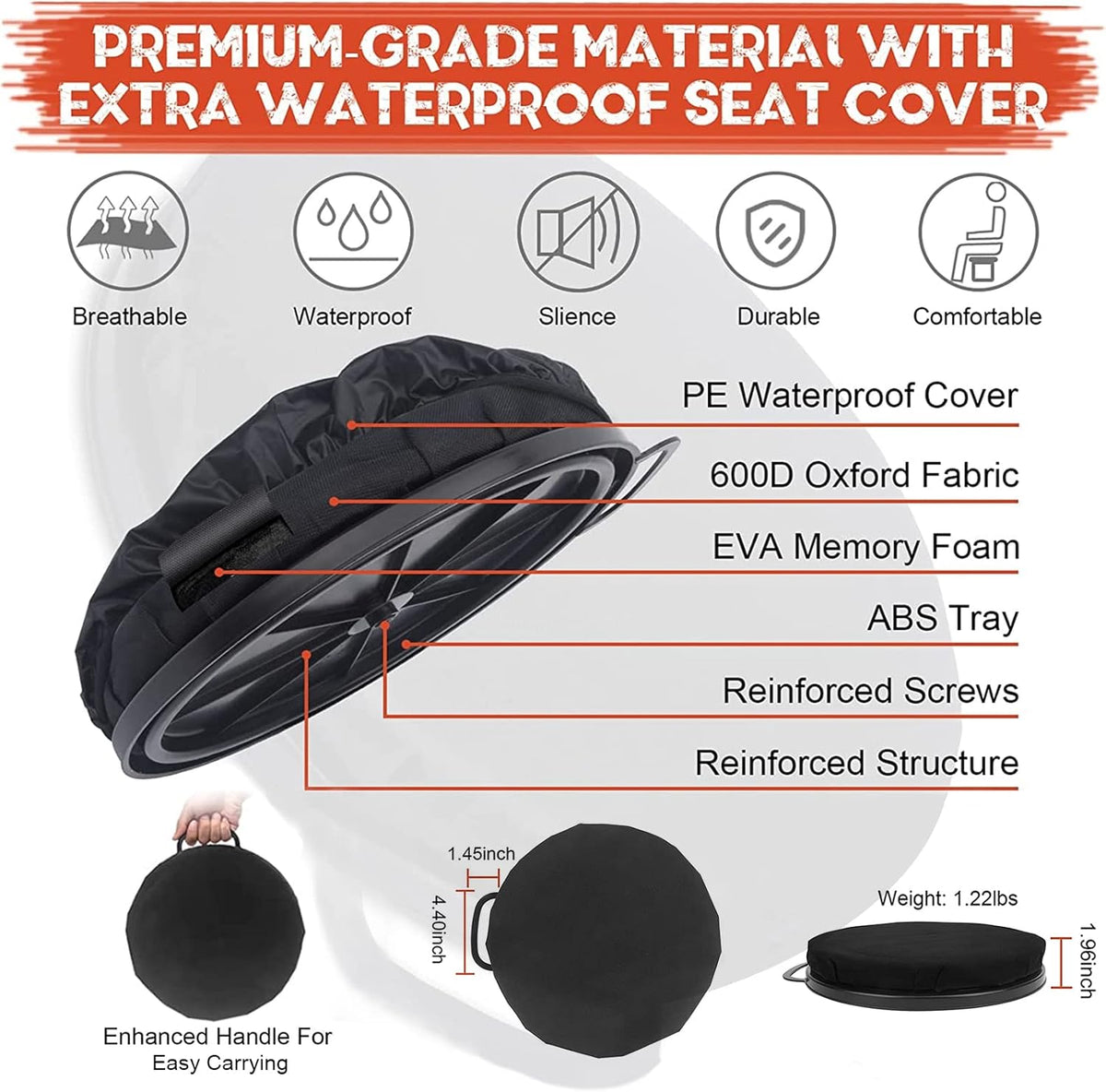 WarBull 5 Gallon Bucket Seat, 360-Degree Swivel Seat Foam Cushion Bucket Seat Lid with Waterproof Cover for Dove Duck Hunting, Fishing, Baseball, Gardening and Camping
