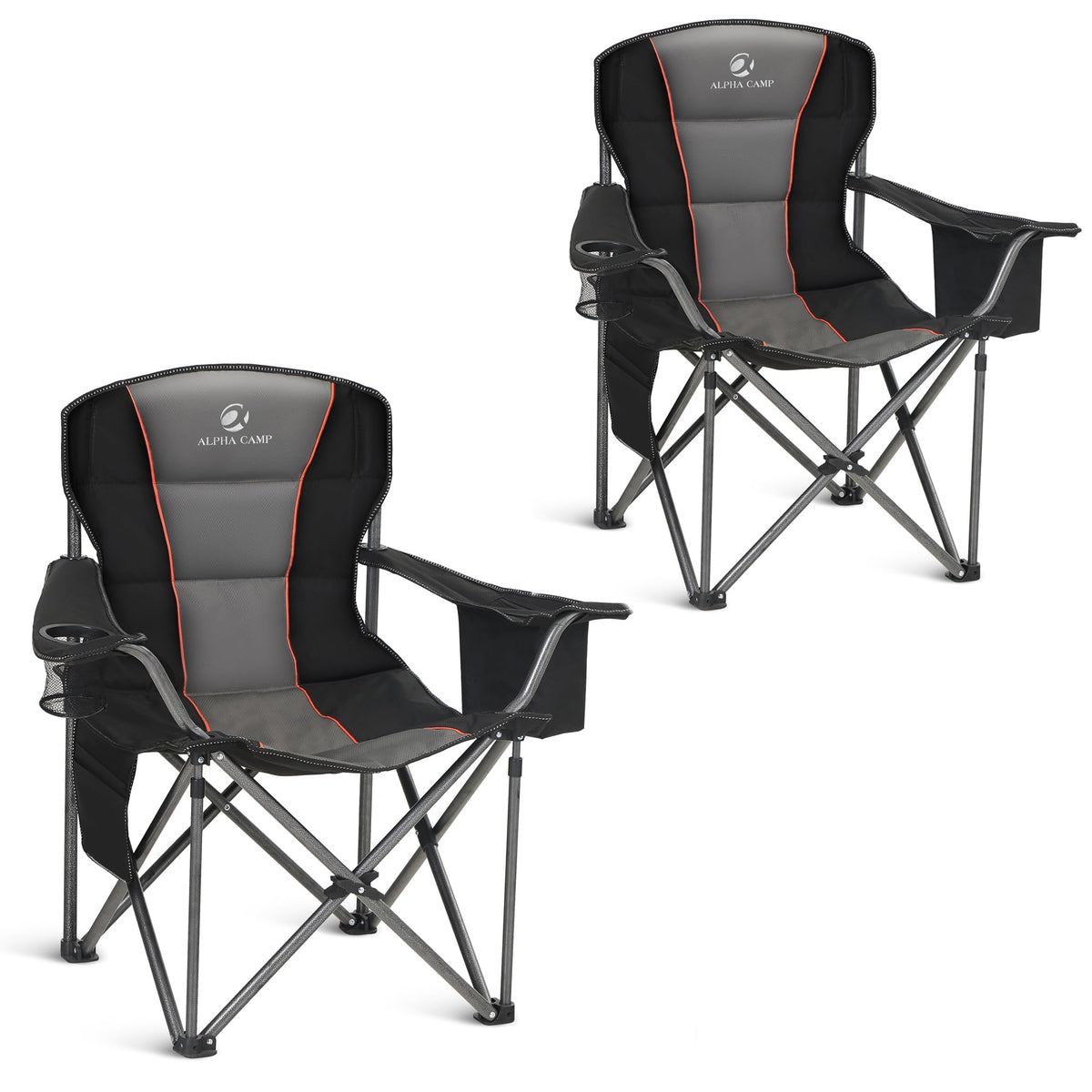 ALPHA CAMP Oversized Fully Padded Camping Chairs with Lumbar Support