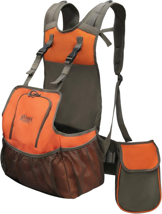 MYDAYS Upland Hunting Vest with Game Pouch - Blaze Orange Bird Hunting Vest for Men Women, Water-Resistant Pheasant Dove Quail Rabbit Hunting Gear