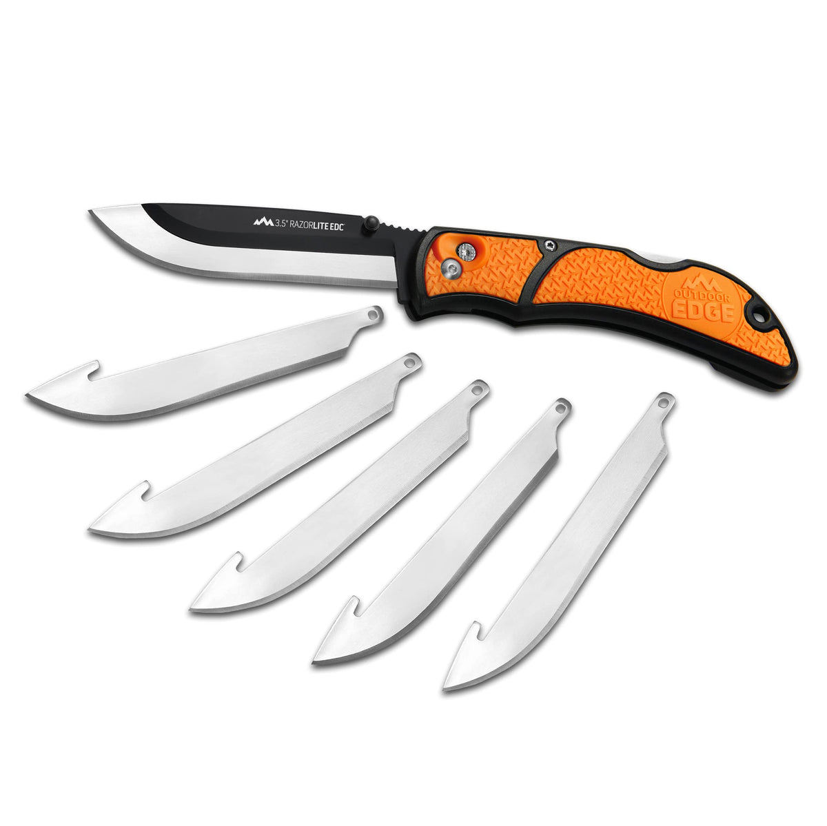 OUTDOOR EDGE 3.5" RazorLite EDC Pocket Knife (Obsidian Black), with Replaceable Blades and Clip, Perfect Carry Knive for Camping, Hunting and Survival, Includes 12 Black Steel Drop Point Blades