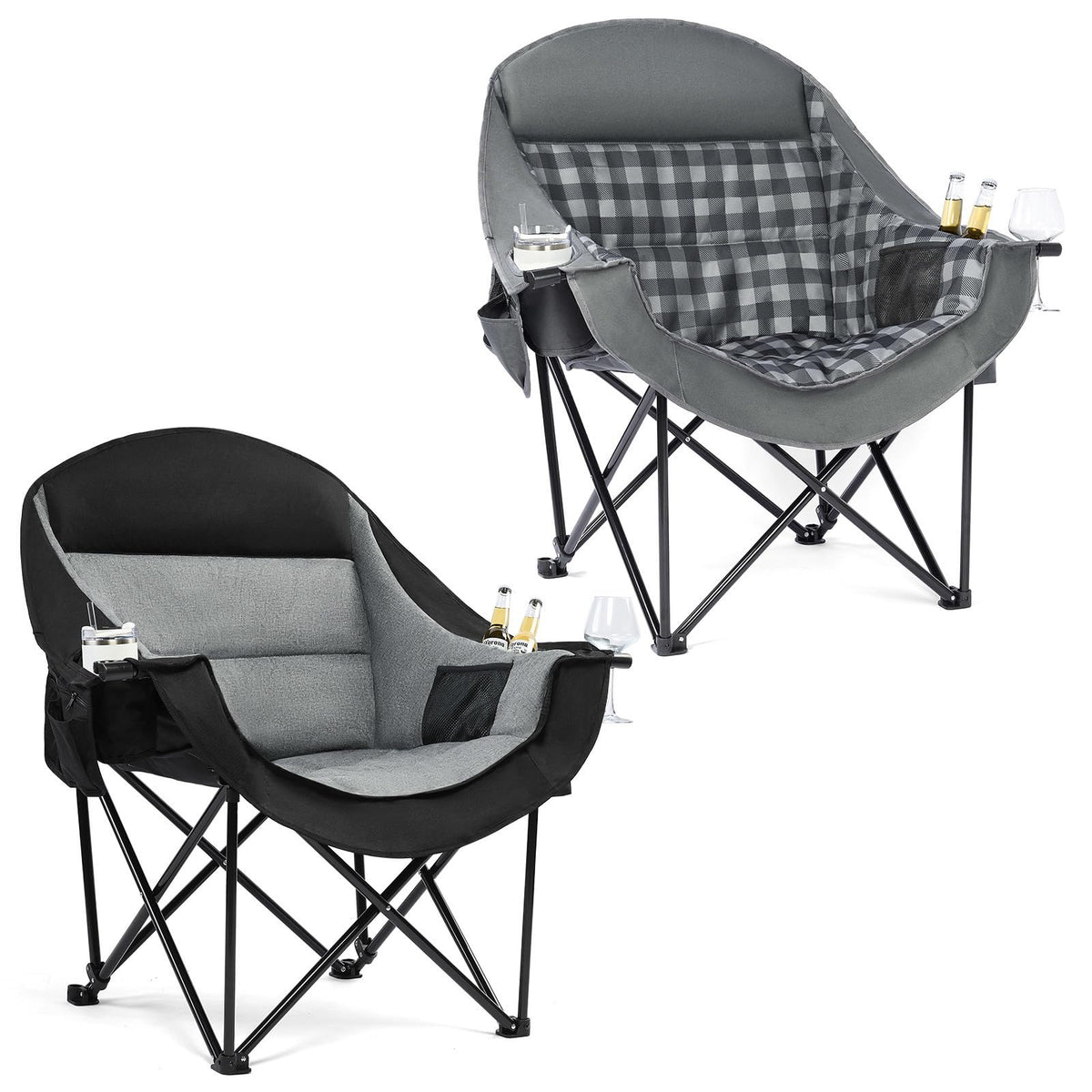 Heated Oversized Camping Chair - Heavy Duty Padded Comfy Warm Outdoor Chair