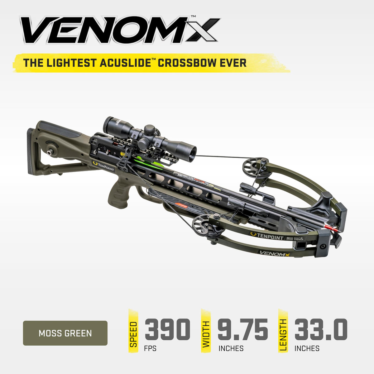 TenPoint Venom X - Lightest ACUslide Bow Ever with Lighted Pro-View 400 Optic