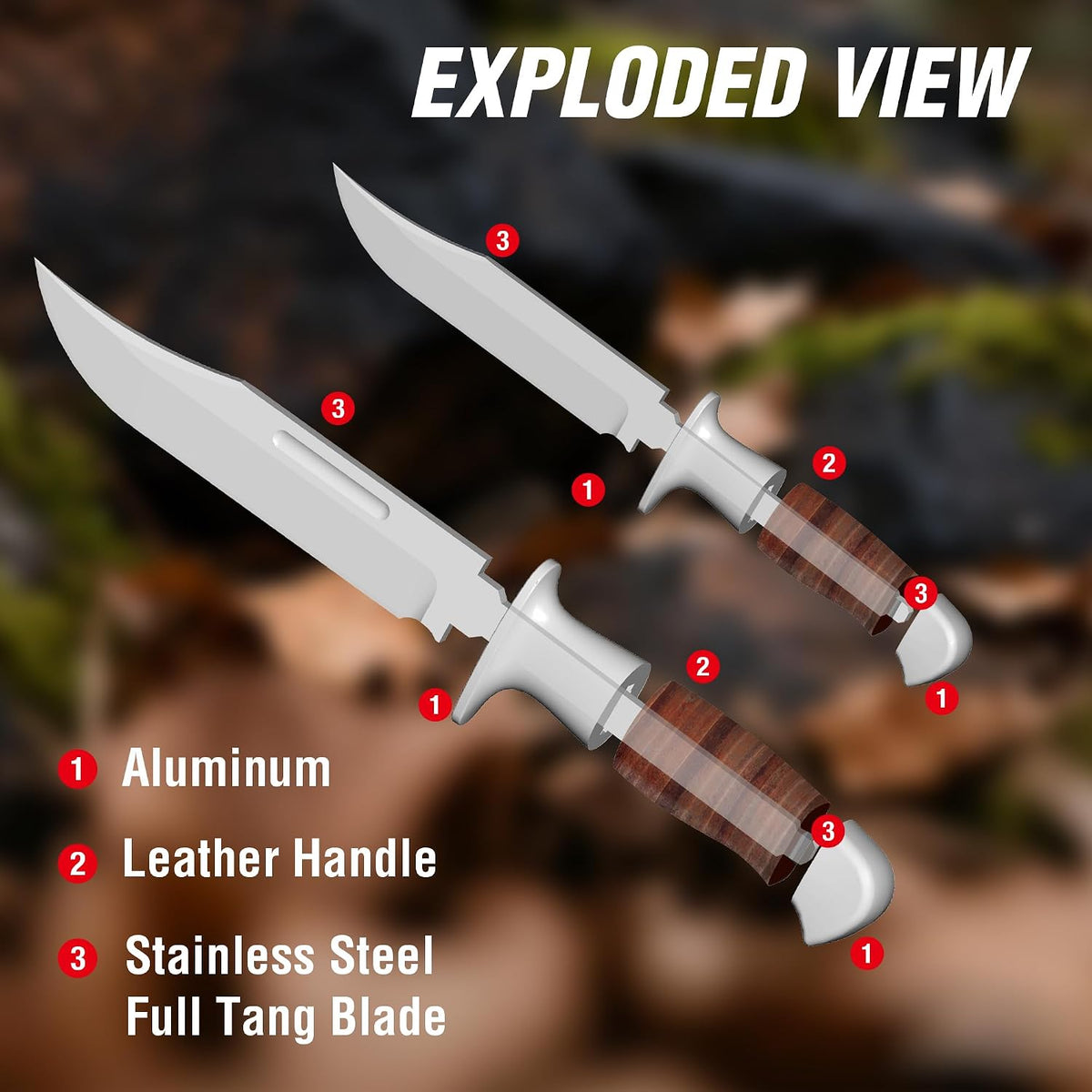 Mossy Oak 2-Piece Fixed Blade Bowie Knife Set with Sheath