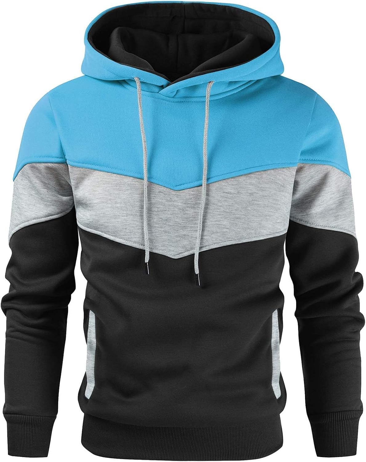 Gesean Men's Novelty Color Block Pullover Fleece Hoodie Casual Sweatshirt
