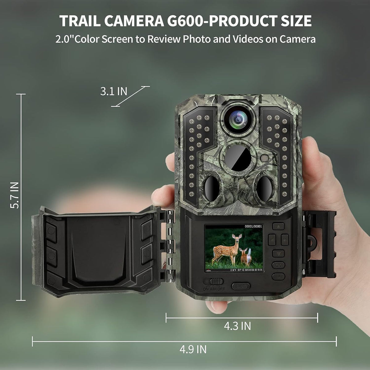 WOSPORTS Trail Camera(Non-Cellular Non-WiFi) 64MP 4K 0.2S Trigger Motion Activated,Game Camera with No-Glow Night Vision 2.0''LCD 120°Wide for Outdoor Scouting Wildlife Monitoring Home Security