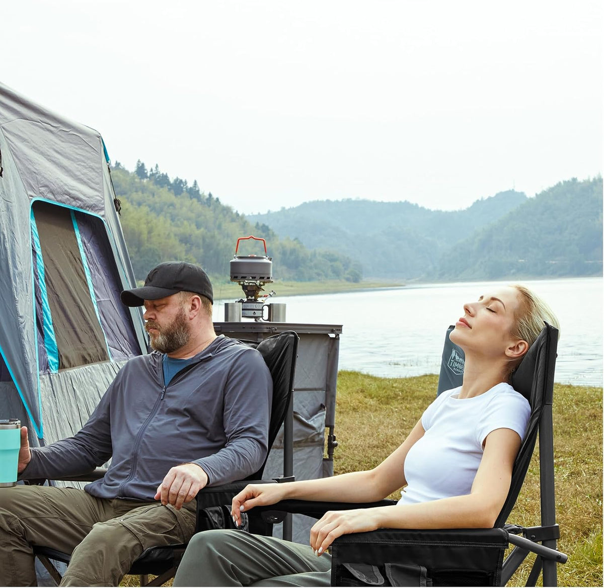TIMBER RIDGE Oversized Folding Camping Chair High Back 500lbs