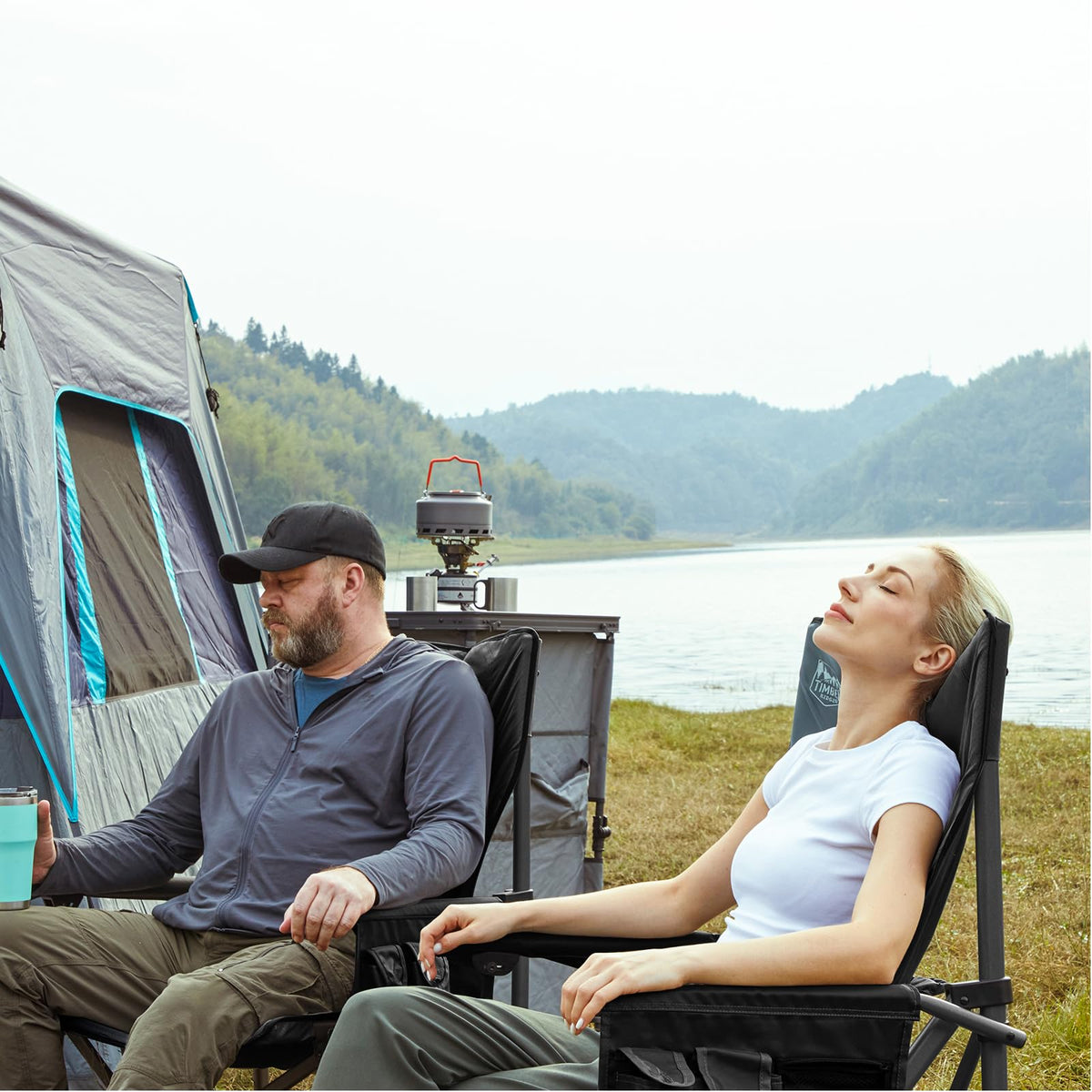 TIMBER RIDGE Oversized Folding Camping Chair High Back 500lbs