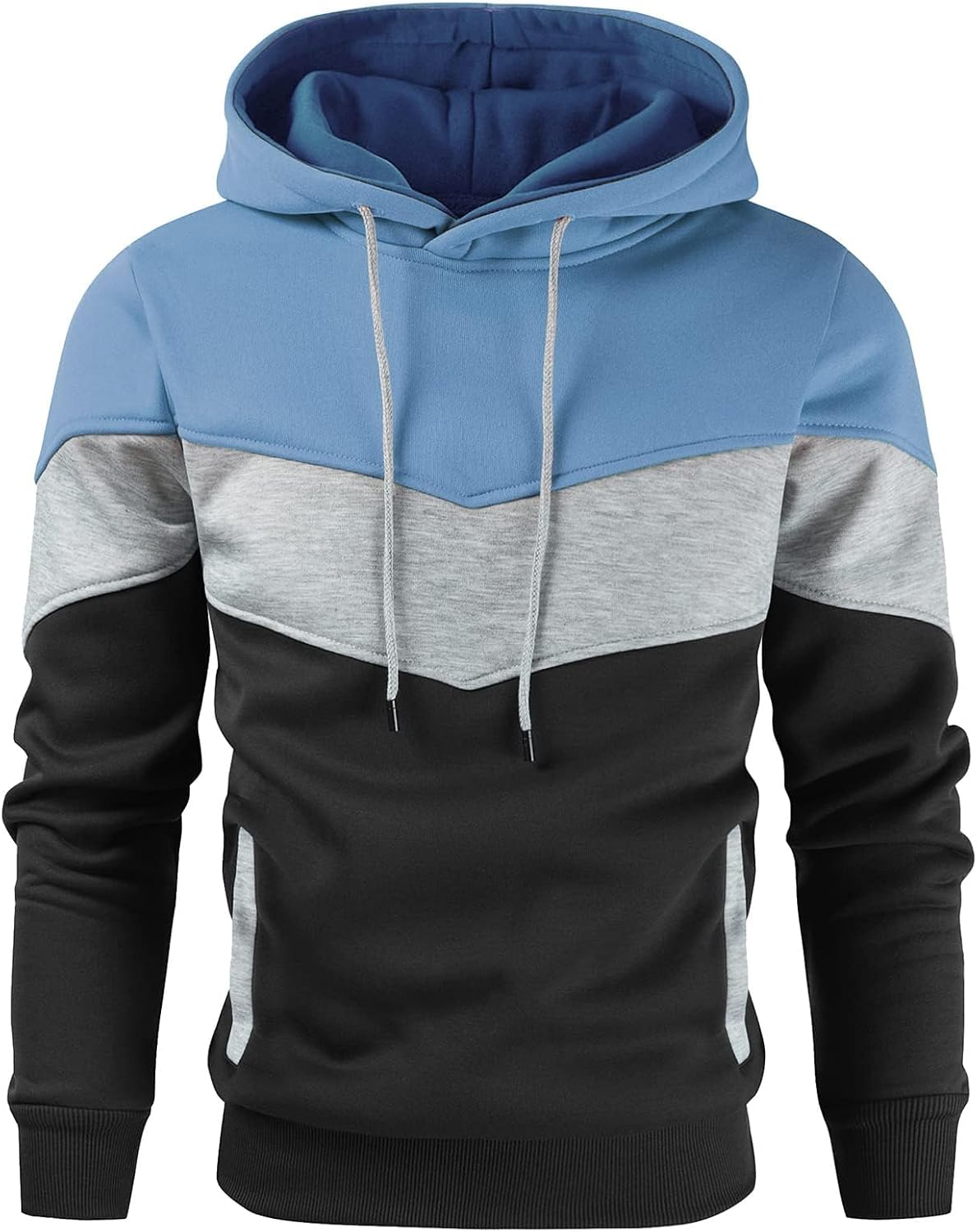 Gesean Men's Novelty Color Block Pullover Fleece Hoodie Casual Sweatshirt