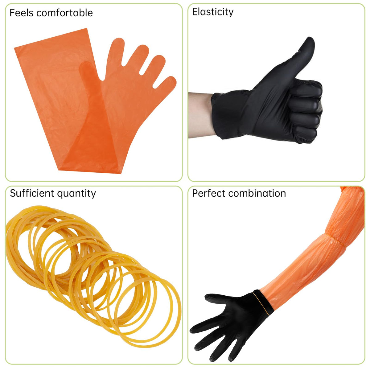 YUNVI Field Dressing Gloves for Deer Hunting and Veterinary Use - Includes Disposable and Nitrile Gloves