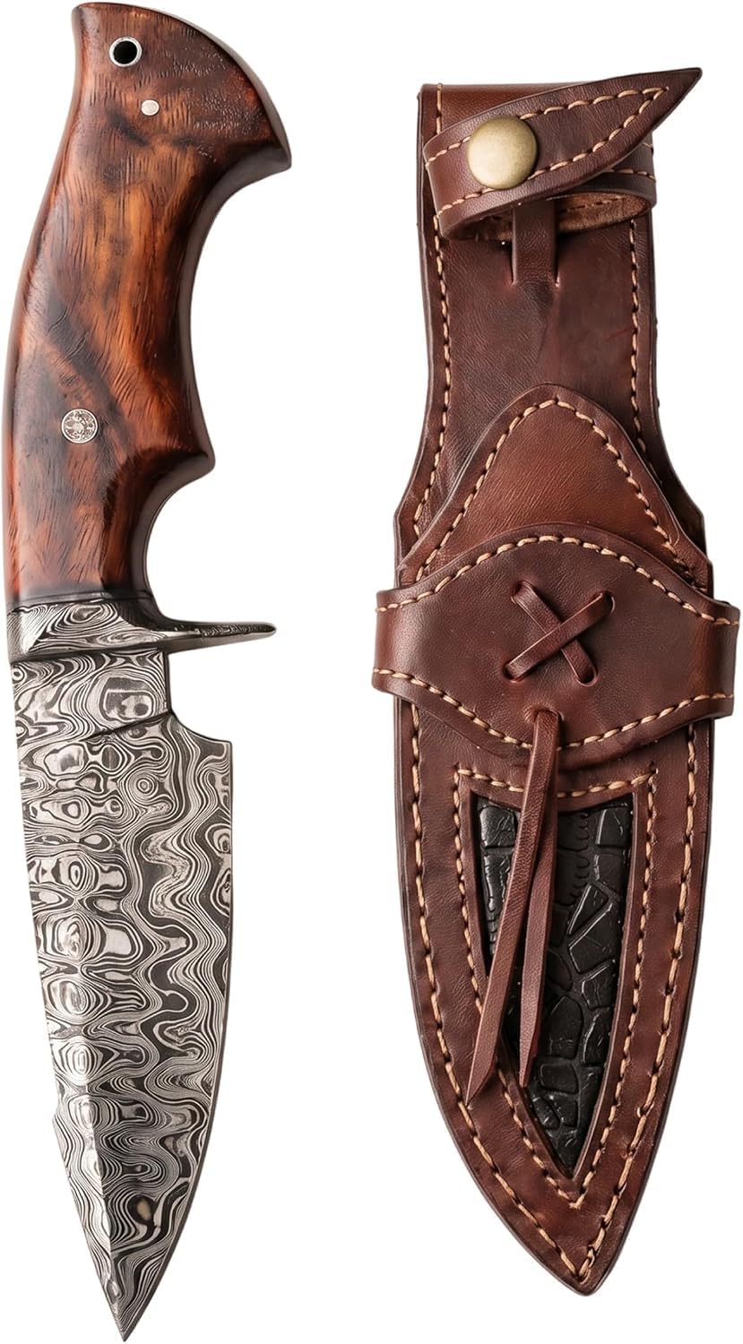Hunting Damascus Knife Fixed Blade 10" Handmade Patented - Predator Hunter