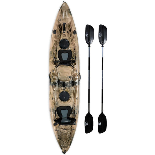 BKC Brooklyn 12.5 Tandem Fishing Kayak, 2 to 3 Person Sit-on-Top