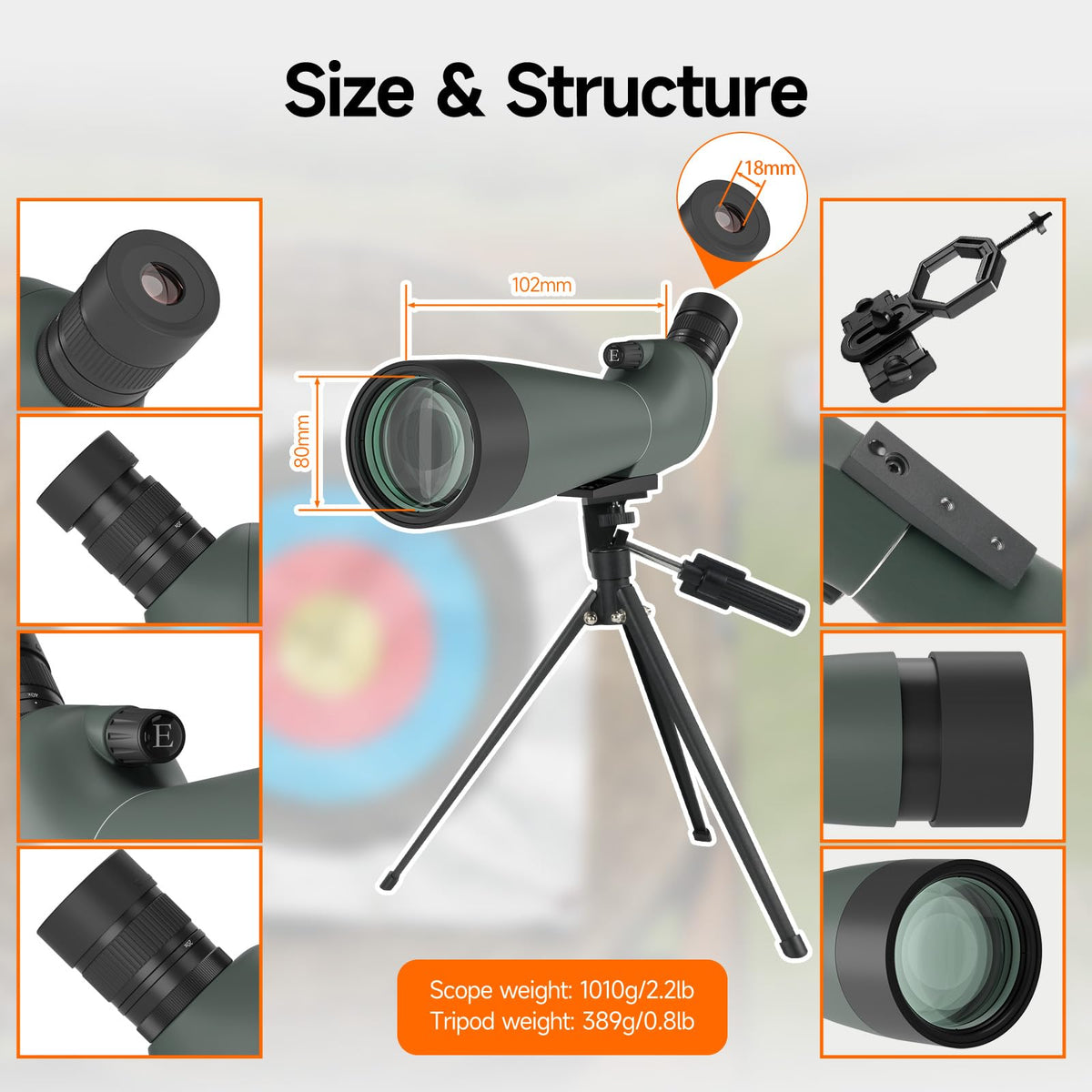 SVBONY SV28 Spotting Scope, Angled 25-75x70 with Tripod for Target Shooting