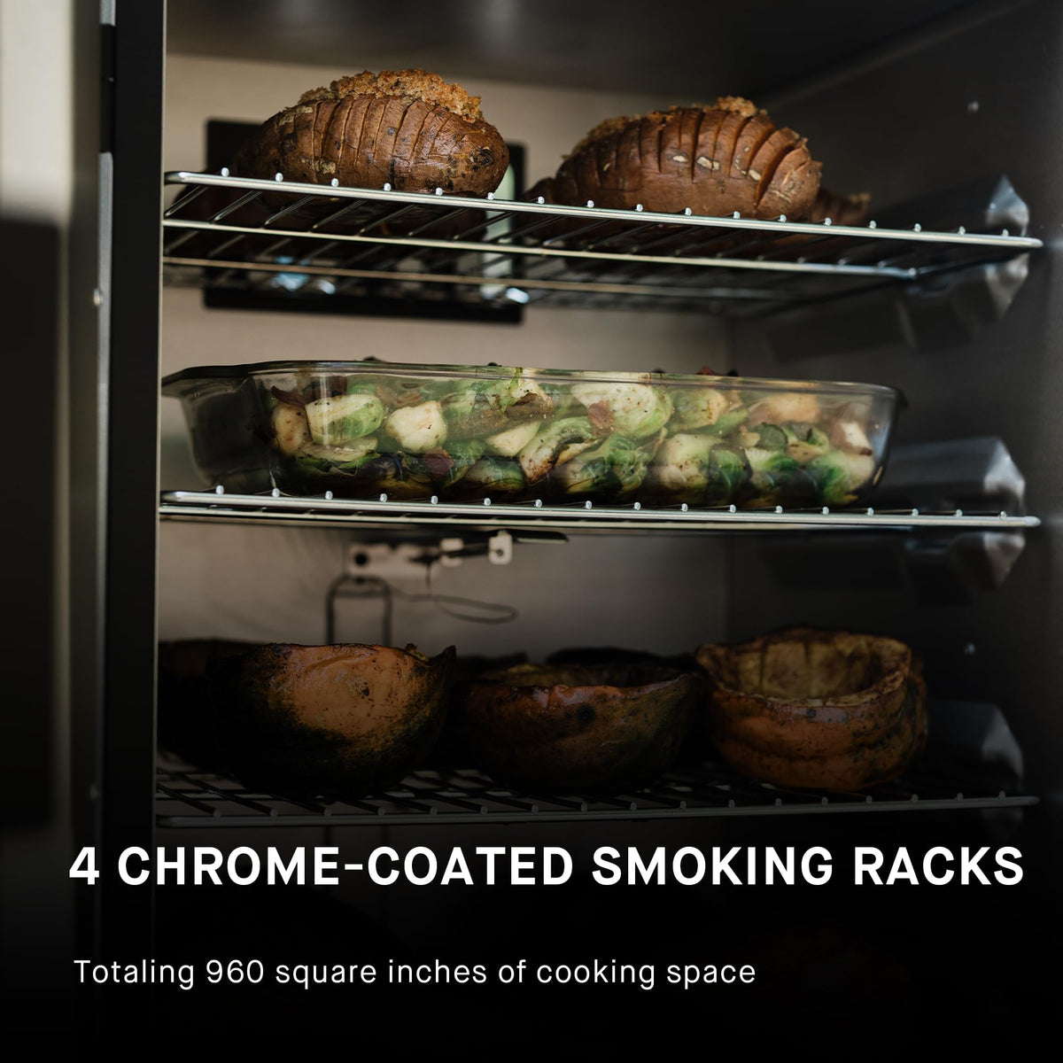 Masterbuilt 30-Inch Dual Fuel Propane & Charcoal Vertical Smoker with 730 Sq. In. Cooking Space, Push-Button Ignition, Temperature Gauge, 4 Smoking Racks, Black
