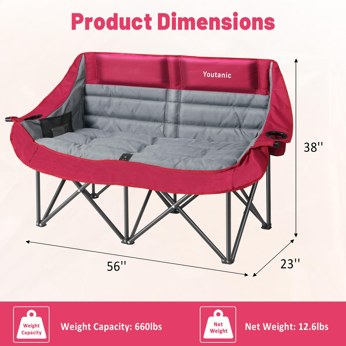 Youtanic Oversized Camping Chair, Portable Folding Camping Chairs