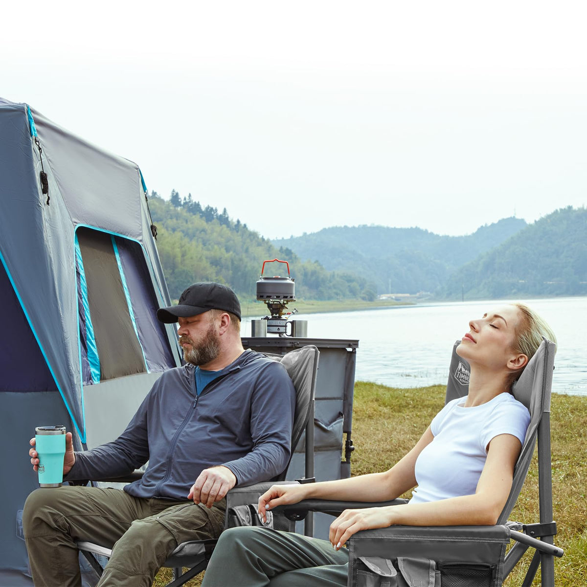 TIMBER RIDGE Oversized Folding Camping Chair High Back 500lbs