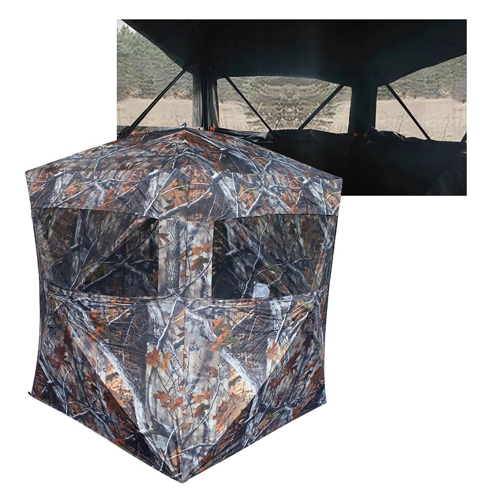 THUNDERBAY SPUR Collector 3 Person Hunting Blind, Portable Ground Blind with Silent Windows, Portable Durable Hunting Tent for Deer & Turkey Hunting