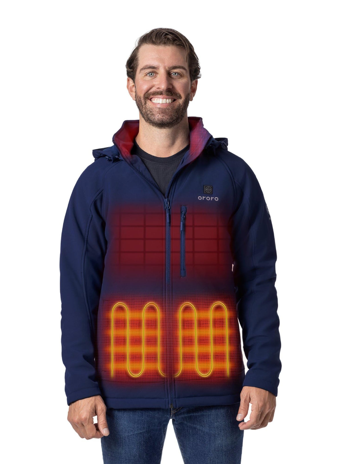 ORORO Men's Classic Heated Jacket, Water Wind Resistant Softshell Jacket