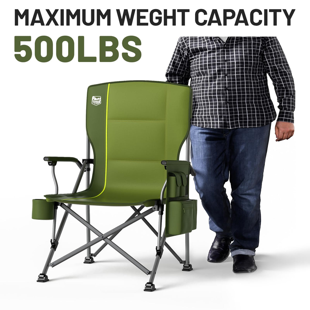 TIMBER RIDGE Oversized Folding Camping Chair High Back 500lbs