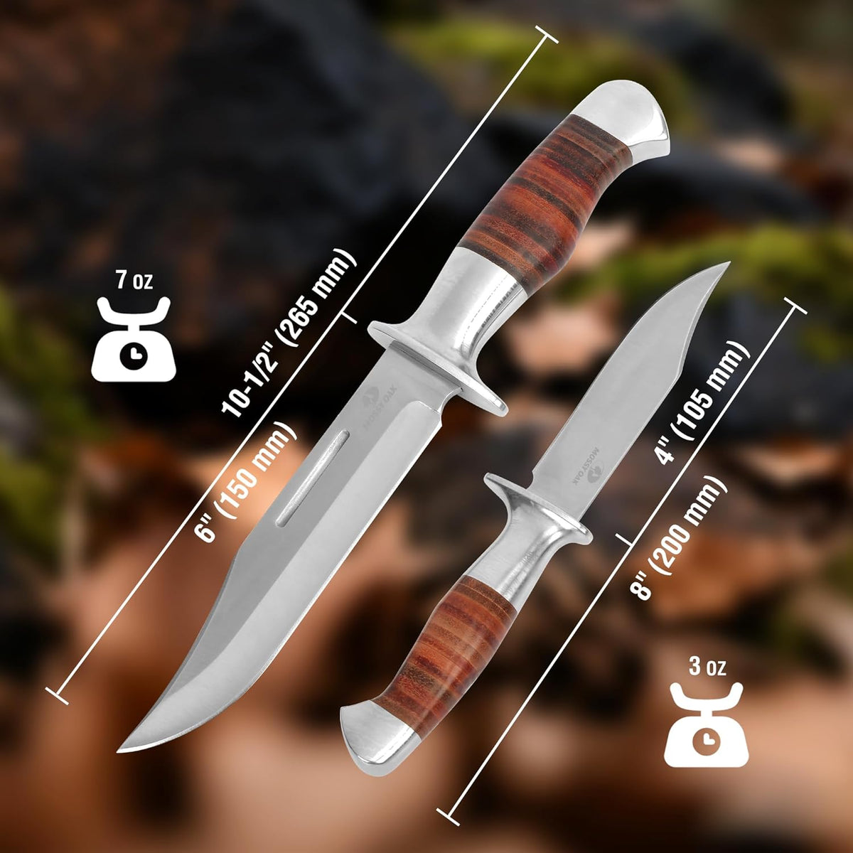 Mossy Oak 2-Piece Fixed Blade Bowie Knife Set with Sheath