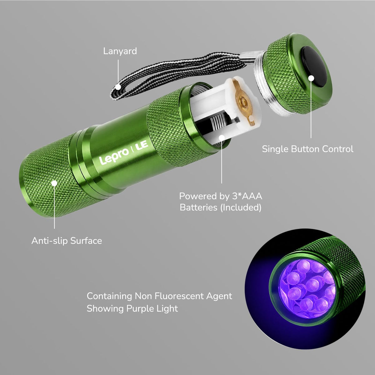 Lepro 395nm UV LED Flashlight, 9 LED Blacklight Detector