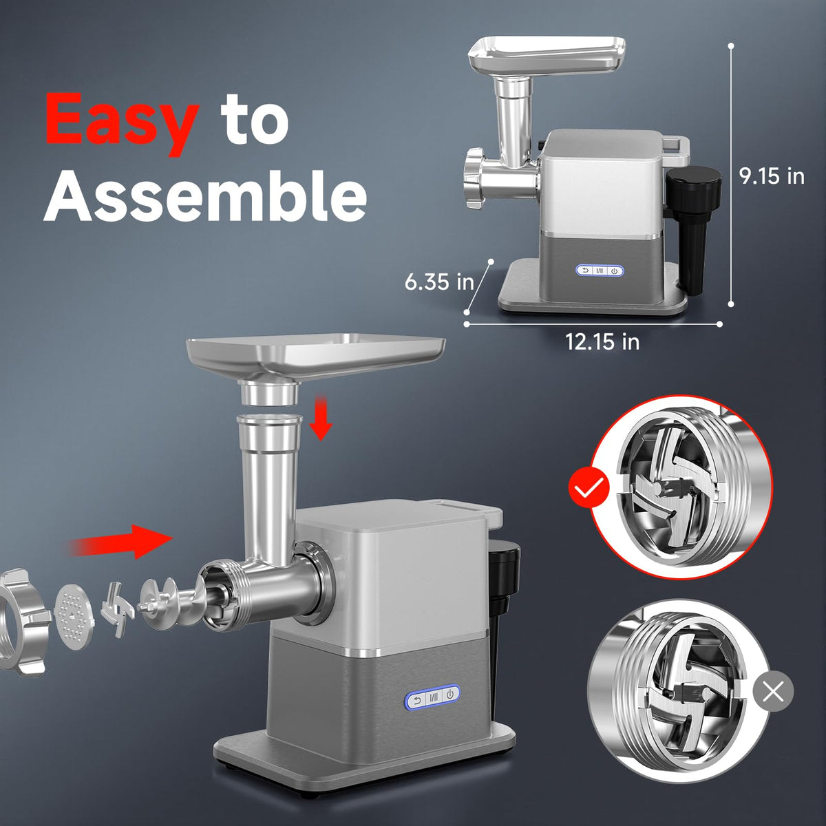 AAOBOSI Multifunctional Digital Meat Grinder Electric 3000W Max